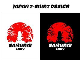 Silhouette Japan weiblicher Samurai-Vektor für Design-T-Shirt-Konzept, urbaner Samurai, Silhouette Samurai, japanisches T-Shirt-Design, japanisches Themendesign, Samurai-Vektorillustration vektor