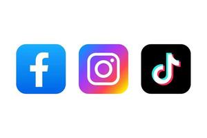 Facebook, Instagram och Tick tack ikon vektor