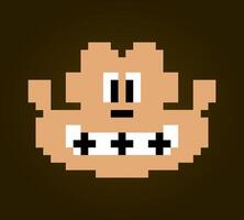 8-Bit-Pixel des Gorillagesichts. Tier für Spiel-Assets und Kreuzstichmuster in Vektorgrafiken. vektor