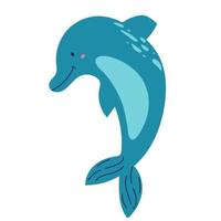 söt delfin tecknad serie Hoppar hand teckning. isolerat. vektor