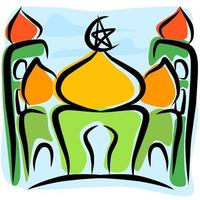 Moschee-Doodle-Art-Stil-Vektor-Design-Dekoration. Ramadan Kareem. Eid Mubarak vektor