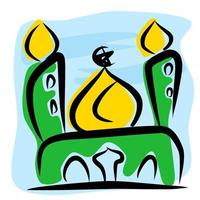 Moschee-Doodle-Art-Stil-Vektor-Design-Dekoration. Ramadan Kareem. Eid Mubarak vektor