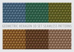 geometrische sechseck 3d set nahtlose muster farbe erdton vektor