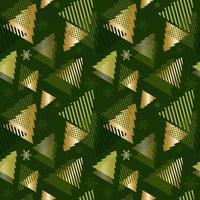 sömlös gåva omslag papper mönster grön guld jul träd vektor