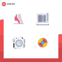 satz von 4 modernen ui symbolen symbole zeichen für weibliche essen gesicht hausplatte editierbare vektordesignelemente vektor
