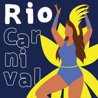 rio karnevalsquadratfahne mit schöner frau im karnevalskostüm mit federn. Vektor-Illustration. vektor