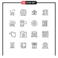 16-Benutzeroberflächen-Gliederungspaket mit modernen Zeichen und Symbolen des Notturmkuchen-Paris-Einkaufs editierbare Vektordesign-Elemente vektor