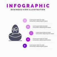 Geschenk gekochtes Osterei Essen solide Symbol Infografiken 5 Schritte Präsentation Hintergrund vektor