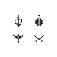 uppsättning av svärd logotyp mall vektor ikon illustration