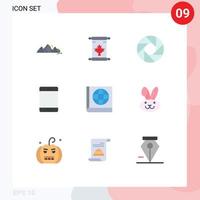 moderner satz von 9 flachen farben und symbolen wie ipad gadget blattgeräte fotobearbeitbare vektordesignelemente vektor