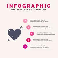 hjärta pil högtider kärlek valentine fast ikon infographics 5 steg presentation bakgrund vektor