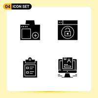 Stock Vector Icon Pack mit 4 Zeilen Zeichen und Symbolen für Kamera Business Foto Design Papier editierbare Vektordesign-Elemente
