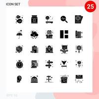 Aktienvektor-Icon-Pack mit 25 Linienzeichen und Symbolen für grafische Schädel-Router-Netzwerk-bearbeitbare Vektordesign-Elemente vektor