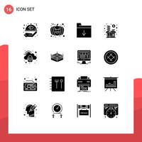 Aktienvektor-Icon-Pack mit 16 Zeilenzeichen und Symbolen für bearbeitbare Vektordesign-Elemente für Cloud-Gelddokumentenfondsinvestitionen vektor