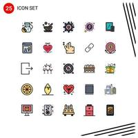 Stock Vector Icon Pack mit 25 Zeilen Zeichen und Symbolen für Tablet Business Security Smartphone Feier editierbare Vektordesign-Elemente