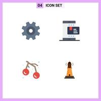 4 tematiska vektor platt ikoner och redigerbar symboler av kuggar mat hjul betalning frukt redigerbar vektor design element
