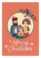 Lycklig familj, jul kort, glad jul vektor