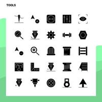 25 Tools-Icon-Set solide Glyphen-Icon-Vektor-Illustrationsvorlage für Web- und mobile Ideen für Unternehmen vektor