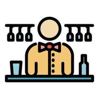förtroende bartender ikon Färg översikt vektor