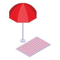 Regenschirm-Picknick-Symbol isometrischer Vektor. Essen Mittagessen vektor