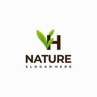 h Buchstabe Blatt anfängliche Natur-Logo-Designs, moderne Buchstabe grüne Natur-Logo-Vektor-Symbol-Illustration vektor
