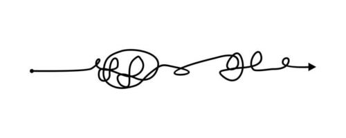 verschlungene linie, komplexer knoten ruht in gerader linie isolierte vektorillustration vektor