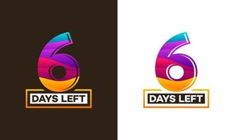 moderne bunte Countdown-Banner für die verbleibenden Tage, Anzahl der verbleibenden Tage für Werbezwecke, Countdown-Verkaufsvektorillustration vektor