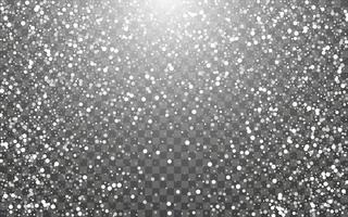 schneefall und fallende schneeflocken auf dunklem transparentem hintergrund. weiße schneeflocken und weihnachtsschnee. Vektor-Illustration vektor
