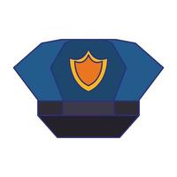 polis mössa med badge ikonen blå linjer vektor