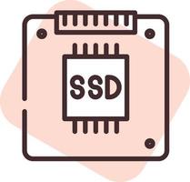 Elektronik-SSD-Karte, Symbol, Vektor auf weißem Hintergrund.