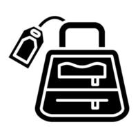 handväska försäljning glyf ikon vektor