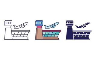 flygplats linje och glyf ikon, isolerat vektor illustration
