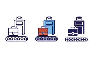 transportband bälte, bagage linje och glyf ikon, vektor illustration