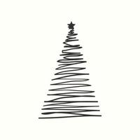 weihnachtsbaum silhouette handgezeichnete illustration auf weißem hintergrund vektor