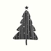 weihnachtsbaum silhouette handgezeichnete illustration auf weißem hintergrund vektor