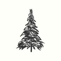 weihnachtsbaum silhouette handgezeichnete illustration auf weißem hintergrund vektor