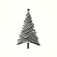 weihnachtsbaum silhouette handgezeichnete illustration auf weißem hintergrund vektor