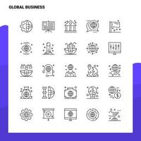 Set von globalen Business Line Icon Set 25 Icons Vektor Minimalismus Stil Design schwarze Icons Set lineares Piktogramm Pack