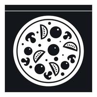 pizza mit salami, pilzen, tomatenikone vektor