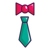 slips och rosett slips ikon, tecknad serie stil vektor