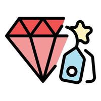 diamant försäljning ikon Färg översikt vektor