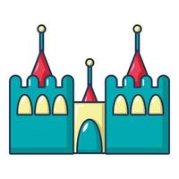 studsig slott ikon, tecknad serie stil vektor