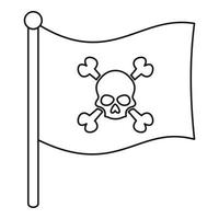 pirat flagga ikon, översikt stil vektor