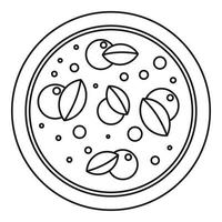 Pizza mit Basilikum-Symbol, Umrissstil vektor