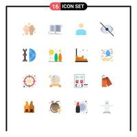 uppsättning av 16 modern ui ikoner symboler tecken för global mänsklig manlig syn ansikte redigerbar packa av kreativ vektor design element