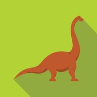 brun brachiosaurus dinosaurie ikon, platt stil vektor
