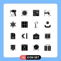 Stock Vector Icon Pack mit 16 Zeilen Zeichen und Symbolen für Freunde Wasser Waldbad Reise editierbare Vektordesign-Elemente