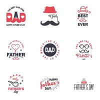 Lycklig fäder dag hälsning kort uppsättning 9 svart och rosa vektor typografi text användbar för banderoller skriva ut du är de bäst pappa text design redigerbar vektor design element