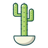 cereus jamacaru kaktus ikon, tecknad serie stil vektor