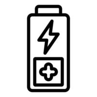 Plus Batterie Energie Symbol Umrissvektor. leere Ladung vektor